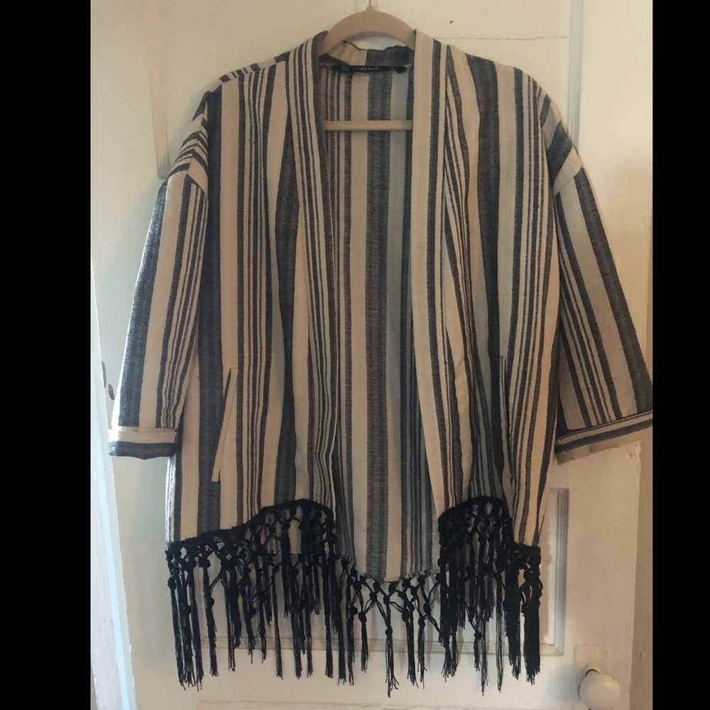 Zara Boho Blazer with Tassel Fringe Detail